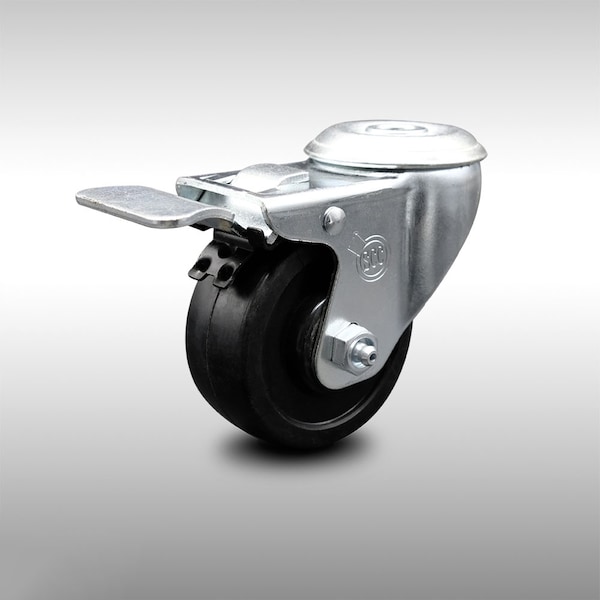 3 Inch SS Soft Rubber Wheel Swivel Bolt Hole Caster with Total Lock Brake SCC